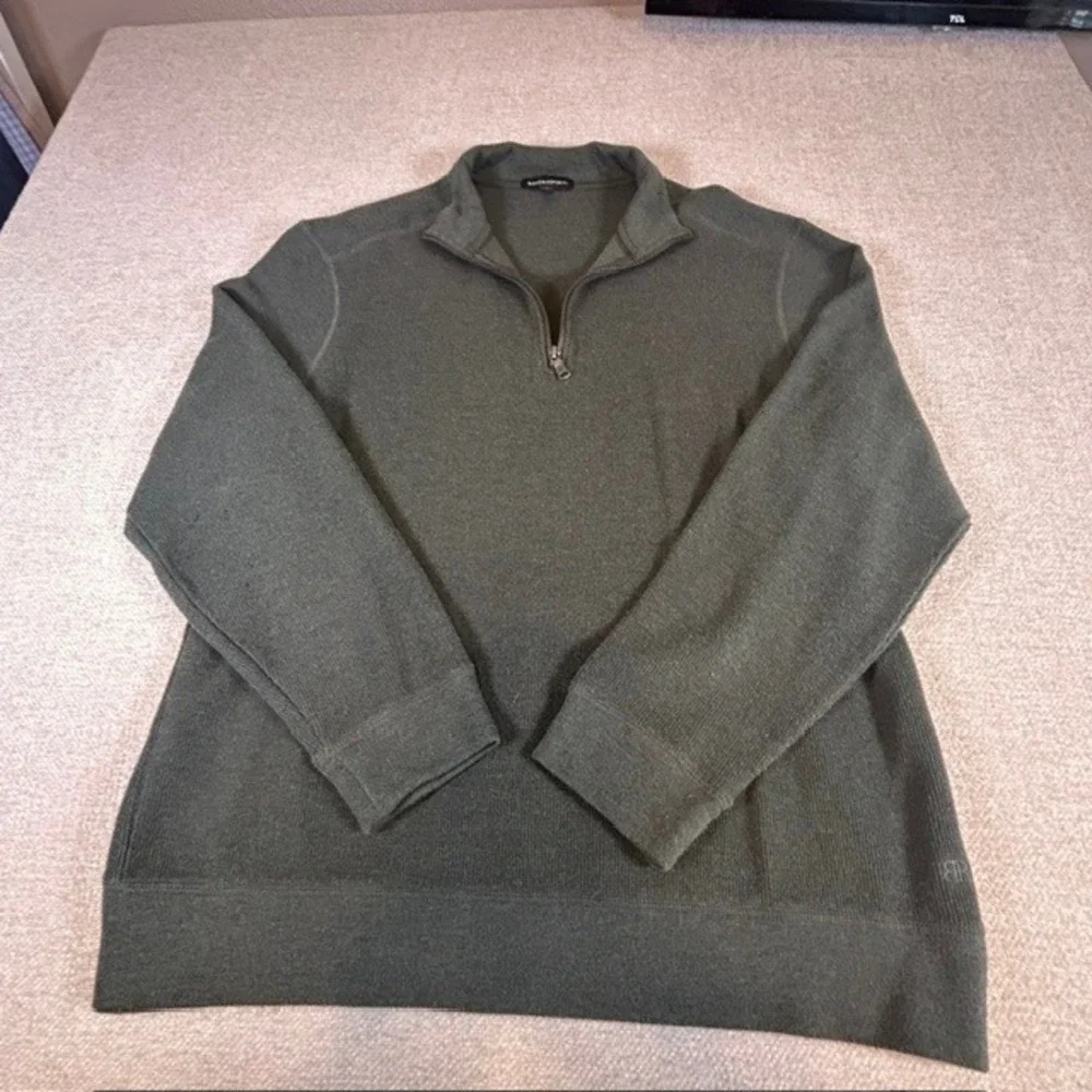 Banana Republic Men's Olive Green 1/4 Quarter Zip Pullover Sweater LG